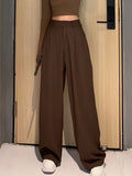 Purpdrank - Retro Solid Color Wild Straight Wide Leg Pants Female Spring New Korean Fashion High Waist Casual Long Pants