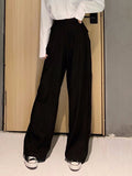 Purpdrank - Retro Solid Color Wild Straight Wide Leg Pants Female Spring New Korean Fashion High Waist Casual Long Pants