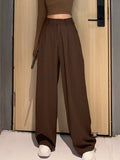 Purpdrank - Retro Solid Color Wild Straight Wide Leg Pants Female Spring New Korean Fashion High Waist Casual Long Pants