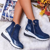 Purpdrank - Women Boot Autumn Winter High Top Vulcanize Shoes Women Platfrom Wedges Shoes Zipper Chunky Sneakers Female Shoes Plus Size