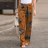 Purpdrank - kaftan Spring Pants Women's Printed Trousers Casual Elastic Waist Pantalon Palazzo Female Drawstring Turnip