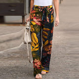 Purpdrank - kaftan Spring Pants Women's Printed Trousers Casual Elastic Waist Pantalon Palazzo Female Drawstring Turnip