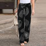 Purpdrank - kaftan Spring Pants Women's Printed Trousers Casual Elastic Waist Pantalon Palazzo Female Drawstring Turnip