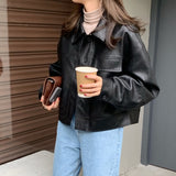 Purpdrank - Autumn Winter Women Coat Long Sleeve Turn Down Collar Single Breasted Ladies Jacket Korean Style Chic Elegant Casual Coats
