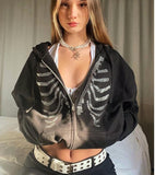 Purpdrank - Rhinestone Hoodies Women'S Oversized Sweatshirts Harajuku Pockets Hooded Zip Up Jacket Femme y2k Autumn Grunge Top