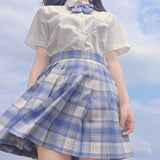 Purpdrank - New School Girl Uniform Pleated Skirts Japanese School Uniform High Waist A-Line Plaid Skirt Sexy JK Uniforms for Woman