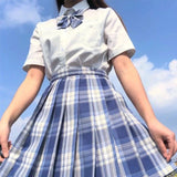 Purpdrank - New School Girl Uniform Pleated Skirts Japanese School Uniform High Waist A-Line Plaid Skirt Sexy JK Uniforms for Woman