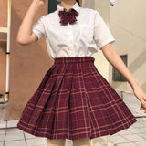 Purpdrank - New School Girl Uniform Pleated Skirts Japanese School Uniform High Waist A-Line Plaid Skirt Sexy JK Uniforms for Woman