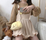 Purpdrank - Corduroy Playsuits Women Ruffles Loose Spring Korean Style Ulzzang Kawaii Harajuku Leisure Soft Female Rompers Popular Ins