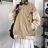 Purpdrank - Women Baseball Uniform Autumn Coat Jacket for Women Harajuku High Street Style Coat Loose Plus Size BF Stitching Bomber Jacket