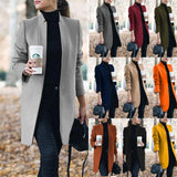 Purpdrank - women's elegant long coat solid color long sleeve chic coat women's coat autumn and winter