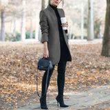 Purpdrank - women's elegant long coat solid color long sleeve chic coat women's coat autumn and winter
