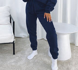 Purpdrank - Sexy High Waist Loose Fleece Sweatpants Trousers With Pocket Fall Winter Black White Baggy Joggers Women Sweat Pants