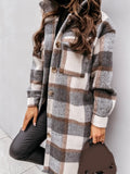 Purpdrank - Autumn Women Shirt Coat Fashion Plaid Printed Turn Down Collar Long Coat Casual Single-Breasted Winter Female Overcoat