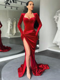 Purpdrank - Autumn Winter Long Sleeve Evening Club Velvet Dress For Women Sexy V Neck Floor Length Celebrity Runway Party Maxi Dresses