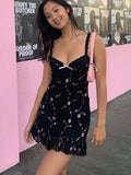 Purpdrank - Y2K Dress New Year Party Dresses Lace Up Off Shoulder Mini Dress Above Knee A Line Dress Streewear E-Girl Christmas Clothes