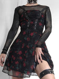 Purpdrank - Y2K Dress New Year Party Dresses Lace Up Off Shoulder Mini Dress Above Knee A Line Dress Streewear E-Girl Christmas Clothes