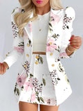 Purpdrank - Spring Autumn Elegant Solid Puff Long Sleeve Blazer Set Women Fashion Button Coat Tops And Skirt Suits Lady Casual Two Piece Set