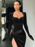 Purpdrank - Autumn Winter Long Sleeve Evening Club Velvet Dress For Women Sexy V Neck Floor Length Celebrity Runway Party Maxi Dresses