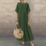 Purpdrank - Boho Maxi Dress Vintage Print Summer Half Sleeve Loose Dress Casual Plus Size Female Long Dress Big Swing Dresses Robe Vestidos