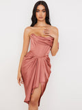 Purpdrank - Women Dresses Summer Pink Party Dress House of Cb Dress Satin Bodyocn Dress Draped Sexy Celebrity Evening Club Dress