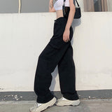 Purpdrank - New Y2K Cargo Pants Low Waist Loose Straight Denim Pants Wide Leg Streetwear Spring Autumn Fashion Hip Hop Women Baggy Trousers