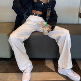 Purpdrank - New Y2K Cargo Pants Low Waist Loose Straight Denim Pants Wide Leg Streetwear Spring Autumn Fashion Hip Hop Women Baggy Trousers