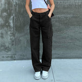 Purpdrank - New Y2K Cargo Pants Low Waist Loose Straight Denim Pants Wide Leg Streetwear Spring Autumn Fashion Hip Hop Women Baggy Trousers