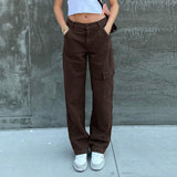 Purpdrank - New Y2K Cargo Pants Low Waist Loose Straight Denim Pants Wide Leg Streetwear Spring Autumn Fashion Hip Hop Women Baggy Trousers