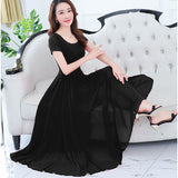 Purpdrank - Summer Vintage Plus Size Beach Maxi Sundress Korean Women Bodycon Sexy Black Party Vestido Elegant Solid Chiffon Boho Dress