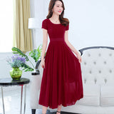 Purpdrank - Summer Vintage Plus Size Beach Maxi Sundress Korean Women Bodycon Sexy Black Party Vestido Elegant Solid Chiffon Boho Dress