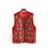 Purpdrank - Women Vintage sequins flower embroidery vest jacket ladies retro national style patchwork casual velvet waistCoat CT154