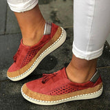 Purpdrank - Women's Sneakers Tassel Loafers Comfort Shoes Slip-on Sneakers Outdoor Work Daily Summer Tassel Flat Heel Round Toe Vintage Classic Casual Walking Shoes Suede Loafer Color Block Solid Colored Black