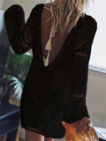 Purpdrank - Women's Party Dress Lace Dress Shift Dress Mini Dress Black White Long Sleeve Pure Color Lace Summer Spring Deep V Hot Winter Dress Fall Dress 2023 S M L XL XXL
