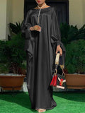 Purpdrank - large size solid color one word collar long sleeves womens dress