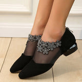 Purpdrank - Women's Heels Slip-Ons Plus Size Sandals Boots Summer Boots Outdoor Office Daily Booties Ankle Boots Summer Lace Flower Block Heel Pointed Toe Elegant Sexy Casual Suede Zipper Solid Color Solid