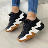 Purpdrank - Women's Sneakers Plus Size Outdoor Office Work Lace-up Flat Heel Round Toe Sporty Casual Walking Shoes Synthetics Lace-up Solid Colored Black White Blue