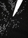 Purpdrank - Women‘s Formal Party Dress Sequin Dress Holiday Dress Mini Dress Black Gold Long Sleeve Pure Color Sequins Winter Fall Spring V Neck Fashion Winter Dress Birthday 2023 S M L XL XXL