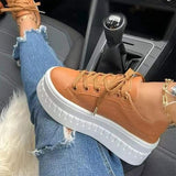 Purpdrank - Women's Sneakers Height Increasing Shoes Platform Sneakers Outdoor Daily Platform Round Toe Sporty Casual Preppy Walking Shoes Polyester Lace-up Solid Color Solid Colored Black White Green