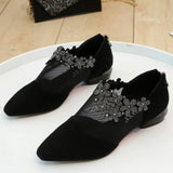 Purpdrank - Women's Heels Slip-Ons Plus Size Sandals Boots Summer Boots Outdoor Office Daily Booties Ankle Boots Summer Lace Flower Block Heel Pointed Toe Elegant Sexy Casual Suede Zipper Solid Color Solid