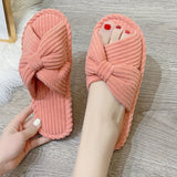 Purpdrank - Women Cross Strap Bedroom Slippers, Fashion Indoor Home Slippers <!---->