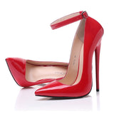 Purpdrank - Women's Heels Stilettos Ankle Strap Heels Party Work Daily Summer Stiletto Heel Pointed Toe Sexy Casual Patent Leather Buckle Solid Color Black Red