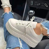 Purpdrank - Women's Sneakers Height Increasing Shoes Platform Sneakers Outdoor Daily Platform Round Toe Sporty Casual Preppy Walking Shoes Polyester Lace-up Solid Color Solid Colored Black White Green