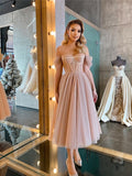 Purpdrank - Women's Prom Party Dress Corset Dress Lace Dress Midi Dress Blue Apricot Sleeveless Pure Color Mesh Winter Fall Spring Off Shoulder Fashion Wedding Party Winter Dress 2023 S M L XL