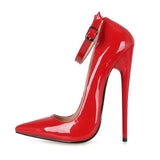Purpdrank - Women's Heels Stilettos Ankle Strap Heels Party Work Daily Summer Stiletto Heel Pointed Toe Sexy Casual Patent Leather Buckle Solid Color Black Red
