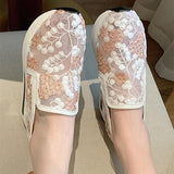 Purpdrank - Women's Sneakers Platform Sneakers Slip-on Sneakers Daily Cut Out Embroidery Platform Wedge Heel Round Toe Casual Walking Shoes Faux Leather Loafer Embroidered Pink Green