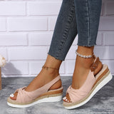 Purpdrank - Women's Sandals Wedge Sandals Espadrilles Platform Sandals Outdoor Daily Beach Summer Bowknot Platform Wedge Heel Open Toe Vintage Elegant Casual Faux Leather Buckle Solid Color Black Pink Blue